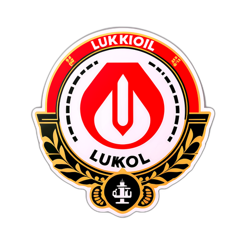 Логотип 'Лукойл' в оригинальном графическом дизайне с учетом фондовых и нефтяных графиков