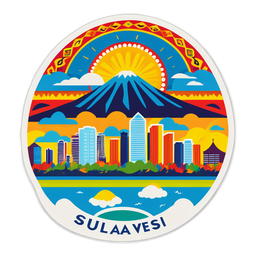 Stiker Pemandangan Skyline Sulawesi yang Berwarna-warni