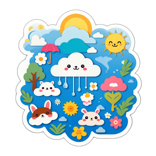 宜蘭春天的天氣插畫