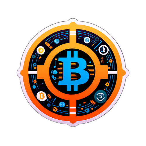 סטיקר מודרני עם לוגו הביטקוין