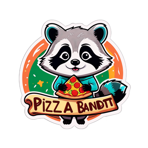 Masayang Raccoon na may Pizza