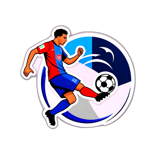 สติ๊กเกอร์นักฟุตบอลเตะบอลเข้าสู่ประตู