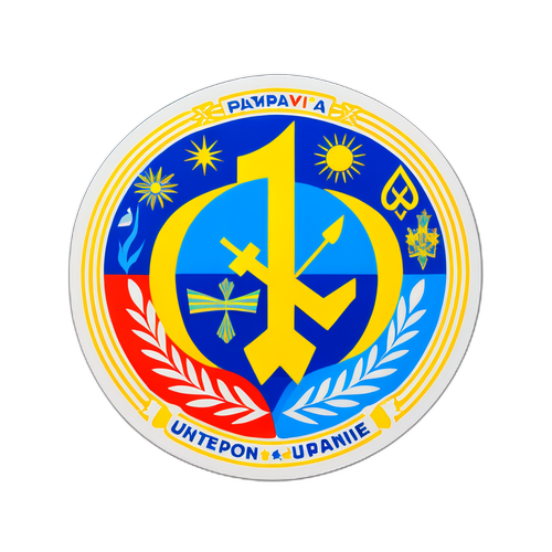 Autocollant illustrant la guerre en Ukraine avec des symboles de solidarité et la phrase 'Unis pour la paix'