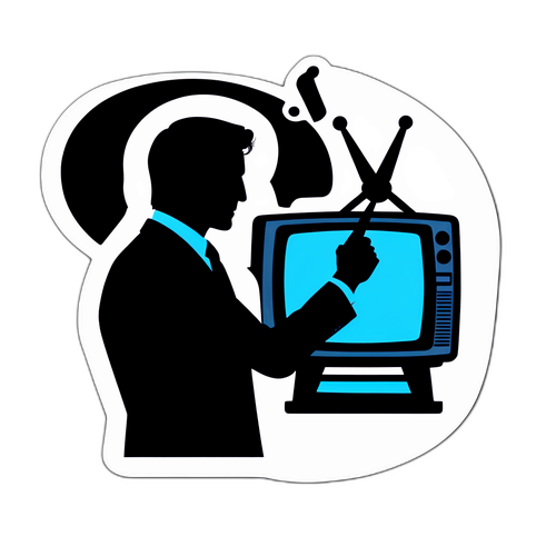 Minimalist Silhouette Sticker of News Presenter