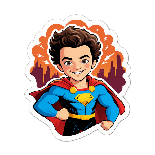 Autocollant ludique avec Noah Jupe en super-héros