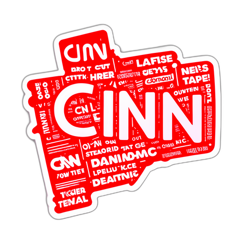 Bold CNN Klistremerke med Dynamisk Rød og Hvit Fargepalett
