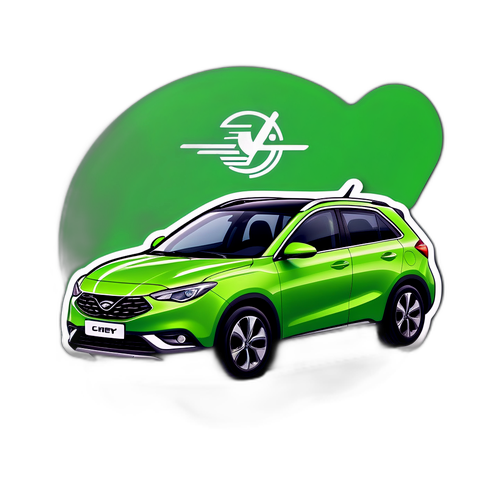 Stílusos Chery autó rajz zöld háttérrel