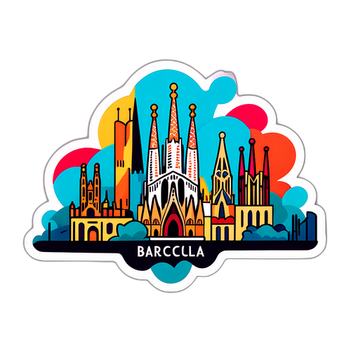 Barcelona Skyline Sticker