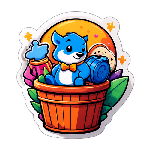 Sticker Kartun Ceria dengan Watak Beruang