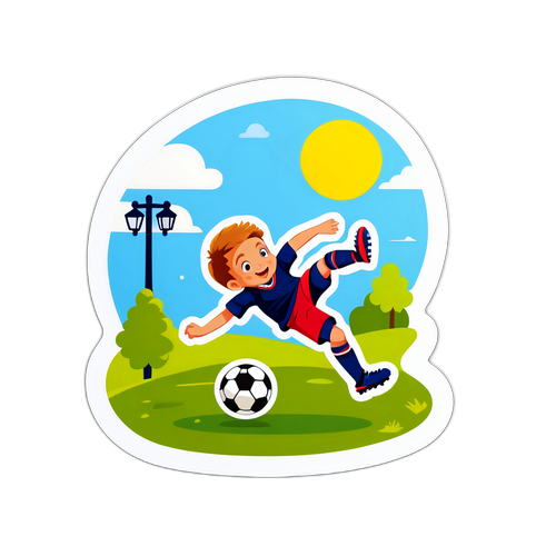 สติกเกอร์เด็กเล่นฟุตบอลในสนามหลังบ้านที่ปารีส