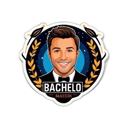 Design univerzálních samolepek s logem Bachelorette kombinujících prvky slávy a soutěživosti