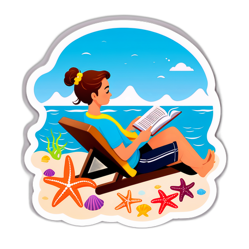 Marine op het strand met een boek