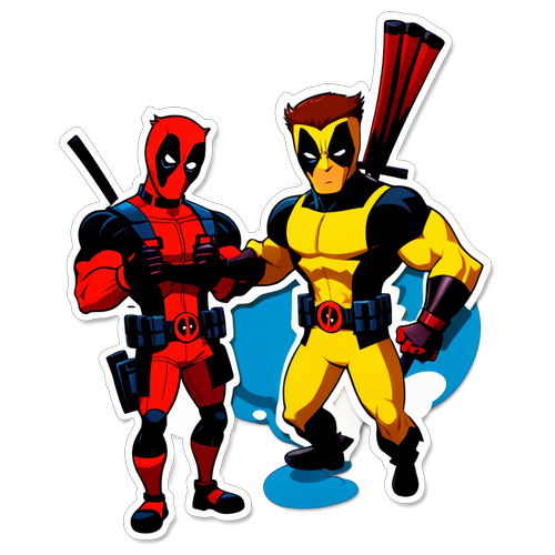 Humoristisch Duo! Ontdek de Sticker 'Vriendschap is Kracht' met Deadpool en Wolverine