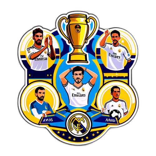 สติกเกอร์สไตล์วินเทจของความสำเร็จที่สำคัญของเรอัลมาดริด