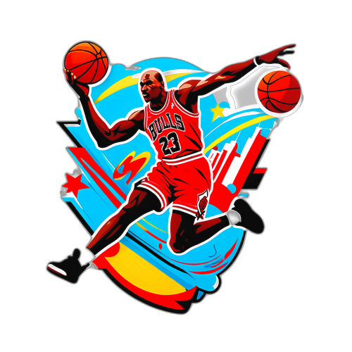 Sticker dinamico di Michael Jordan in volo
