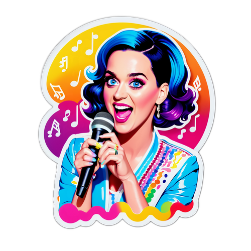 Makulay na Sticker ni Katy Perry sa Entablado