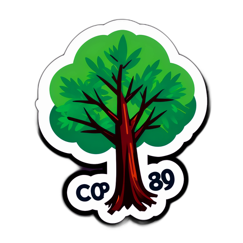 Ilustração de uma árvore com o logo da COP 30