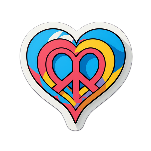 Adesivo de Paz com Coração Interlaced