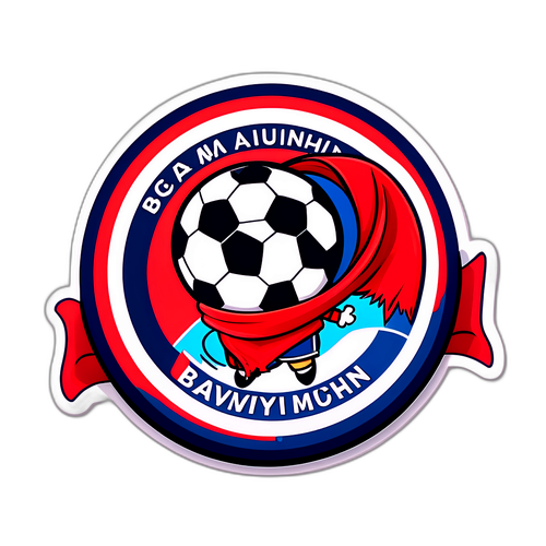 Mpira wa Miguu wa Katuni Ukiwa na Skafu ya Bayern Munich