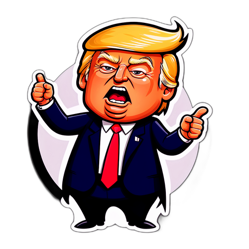 Karikatur von Donald Trump während einer Rede