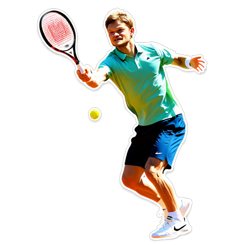 Sticker van David Goffin die een krachtige serve uitvoert