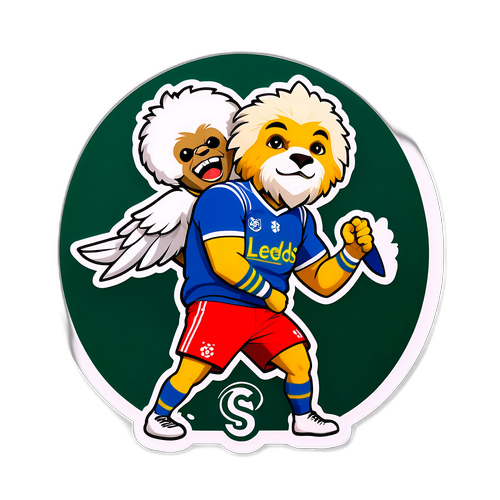 דמות מצויירת של מסוט לידס יונייטד בקרב עם מסוט נוטינגהאם פורסט