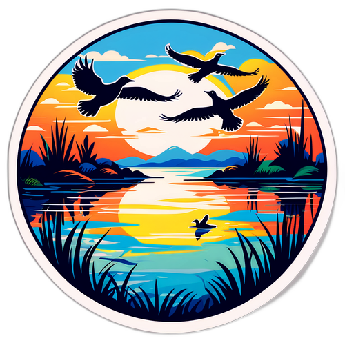 生动的湿地鸟贴纸