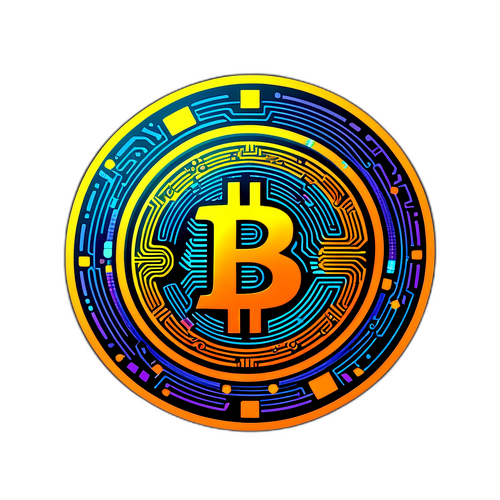 Design barevného bitcoin loga s futuristickým nádechem