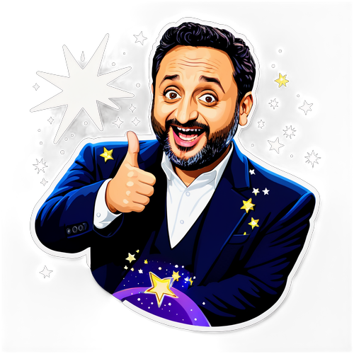 Onmiskenbaar Geluk! Cyril Hanouna's Glimmende Sticker Laat Je Lachen!