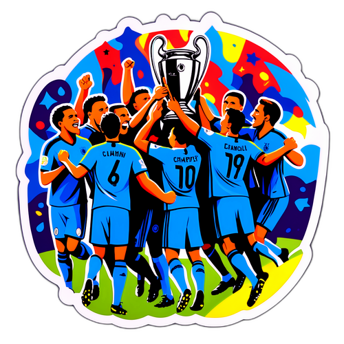 Adesivo Celebrativo della Champions League: Celebrazione del Lavoro di Squadra