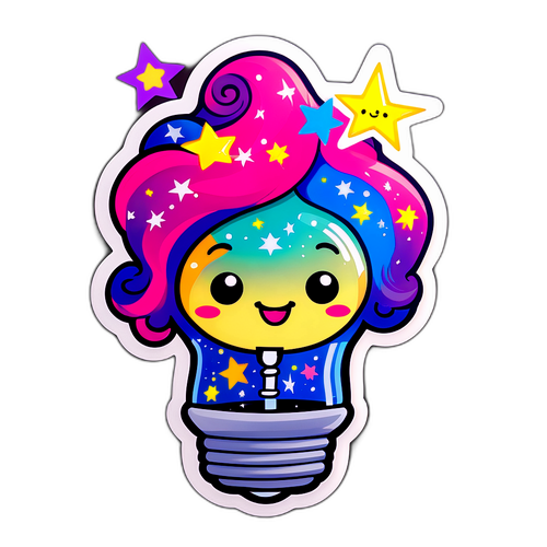 Χαριτωμένο αυτοκόλλητο φωτεινής λάμπας