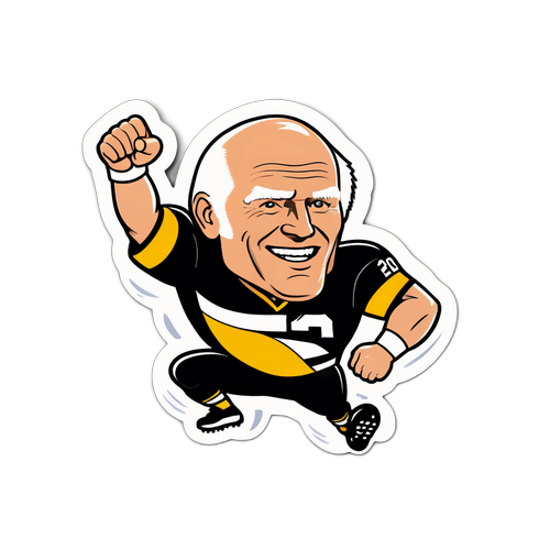 A Playful Terry Bradshaw Caricature Sticker