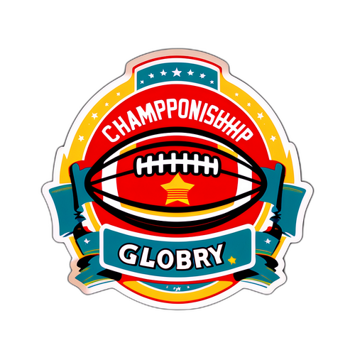 Retro Fotbollssticker med texten 'Championship Glory'