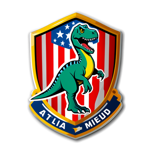 Diseño de Sticker con Dinosaurio y Escudo del Atlético Madrid