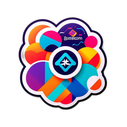 Яркий стикер с логотипом Ростелеком