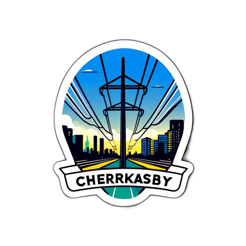 Силует Черкас із символом електричних ліній