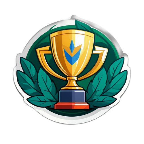 Stiker cu trofeu și frunze de laur