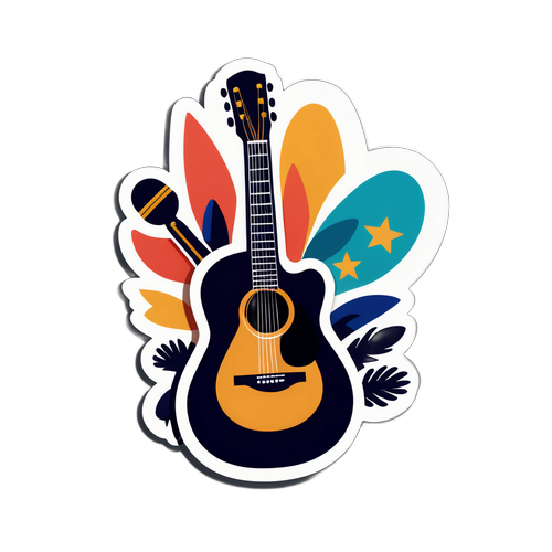 Guitare acoustique et microphone - Musique française vintage
