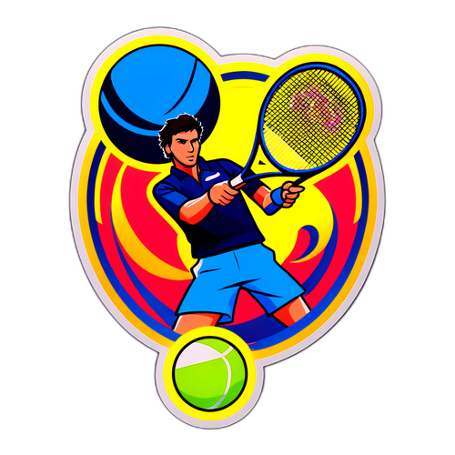 Дизайн наклейки с теннисной ракеткой и мячом