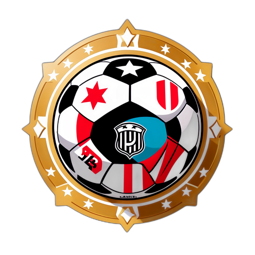 Sticker de Balón de Fútbol con Logos de Lanús y River Plate