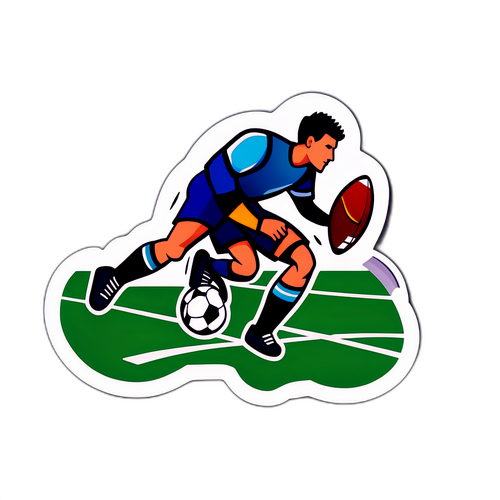 สติกเกอร์ที่แสดงกิจกรรมกีฬาบนสนามฟุตบอล