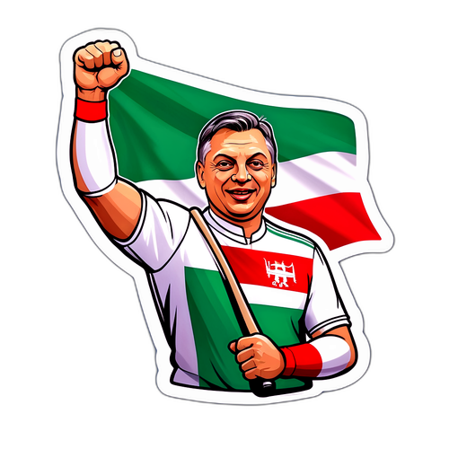 Győző Orbán a győzelem sportjában, magyar zászlóval