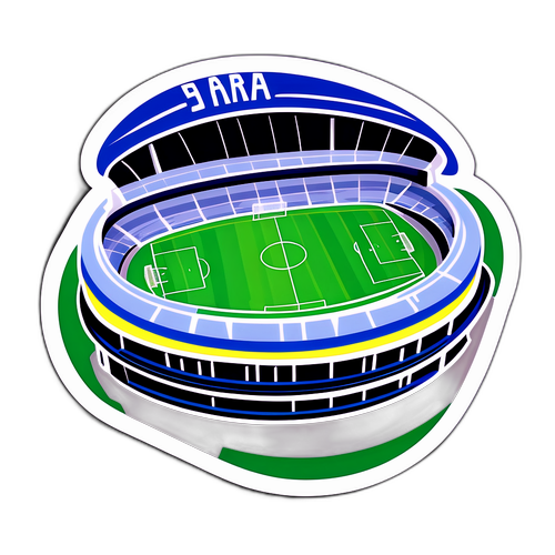 Návrh na nálepku s úžasným pozadím fotbalového stadionu pro tým Real Madrid