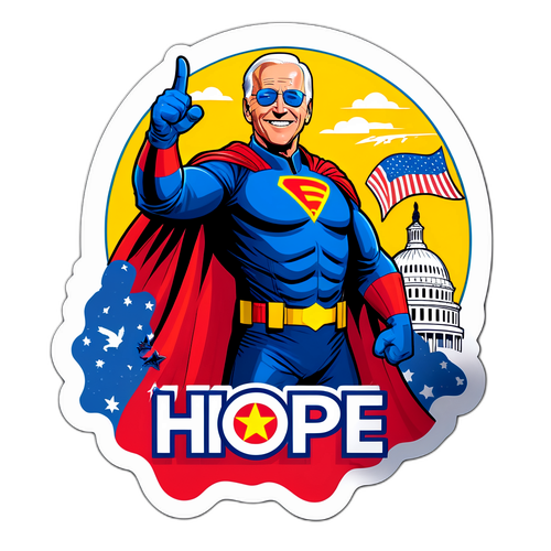 Sticker wa Kisiasa wa Biden kama Shujaa