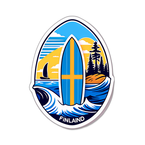 Finland Surfboard Adventure Sticker