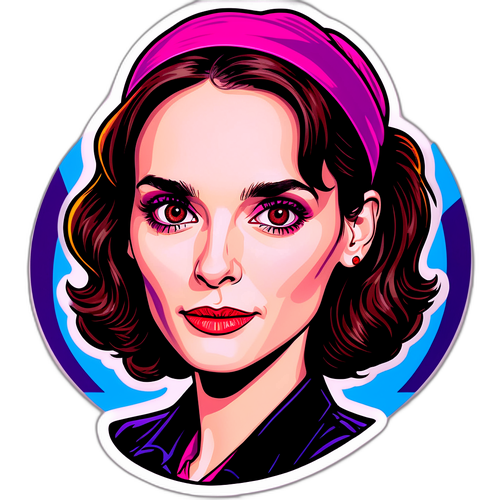Retrato caricaturesco de Winona Ryder como ícono de los 90