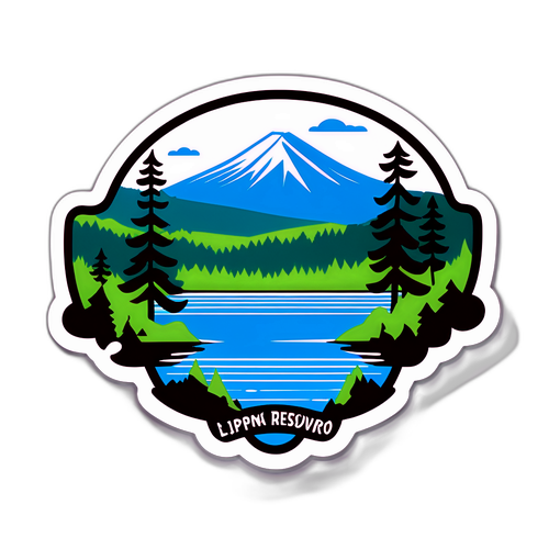Aufkleber mit stilisierter Darstellung des Lipno-Stausees