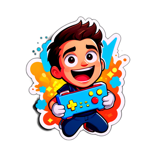 ゲームコンソールを持つキャラクター