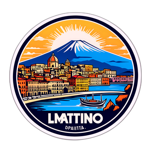 Rappresentazione artistica del logo di Il Mattino con skyline di Napoli