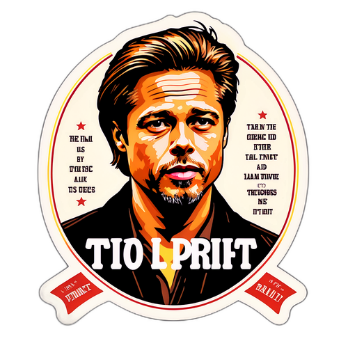 En vintage-portrett av Brad Pitt med ikoniske sitater